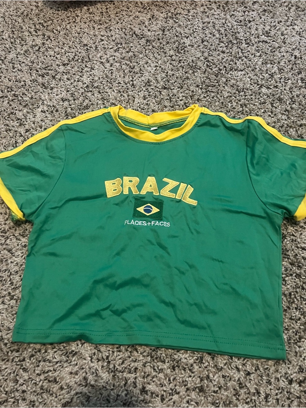 Cutesty Brazil Green & Yellow Cropped Tee Houston residents